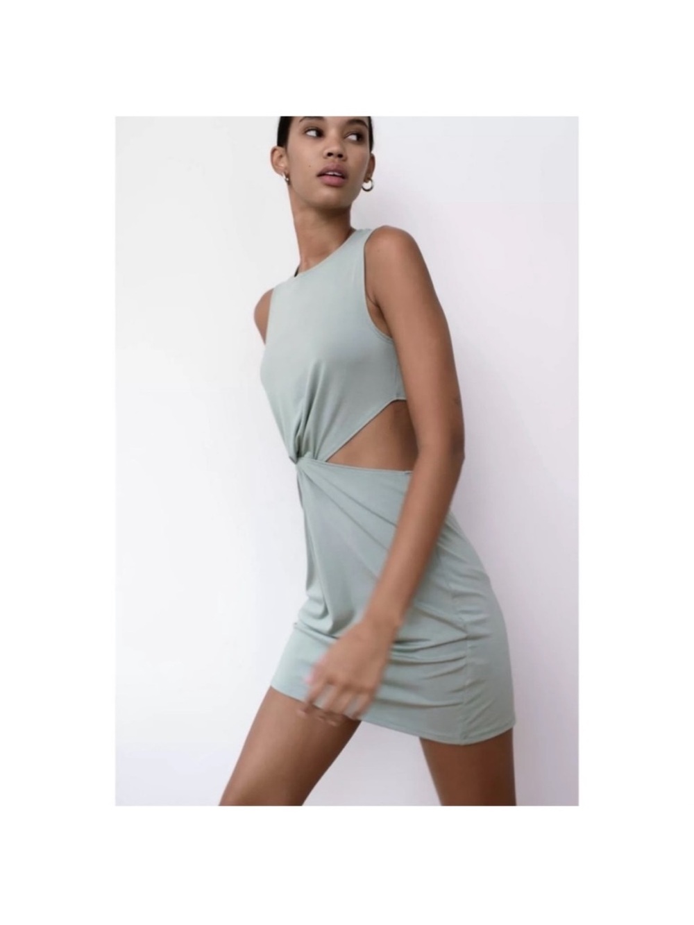 Urban Outfitters Twist Cutout Mini Dress in Sage